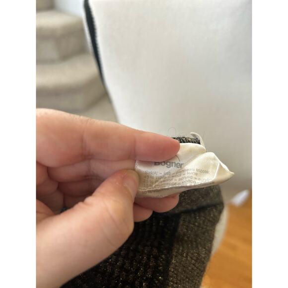 Bogner Wool & Mohair Blend Brown Metallic Zebra Print Sweater - Picture 6 of 8